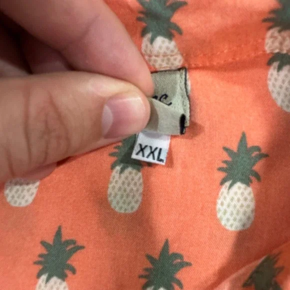 Kenny Flowers Mens XXL Orange Pineapple Print Short Sleeve Button Up Shirt EUC - Picture 3 of 7